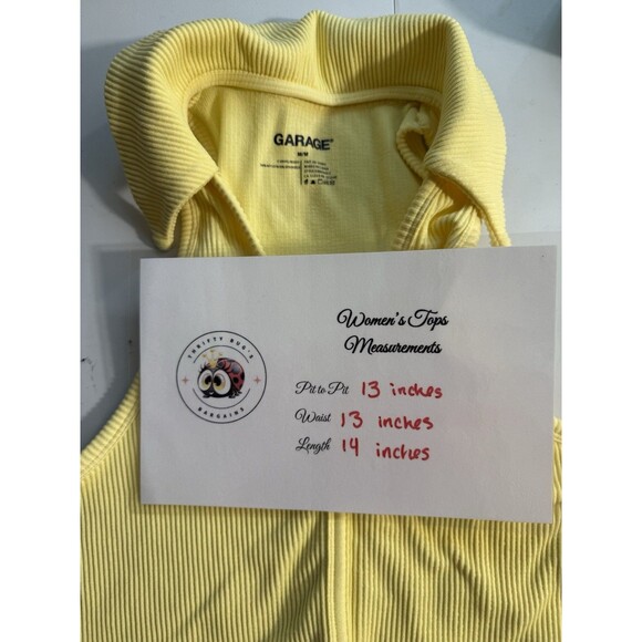 Garage womens yellow cropped sleeveless polo top size medium summer tank top - Picture 4 of 4